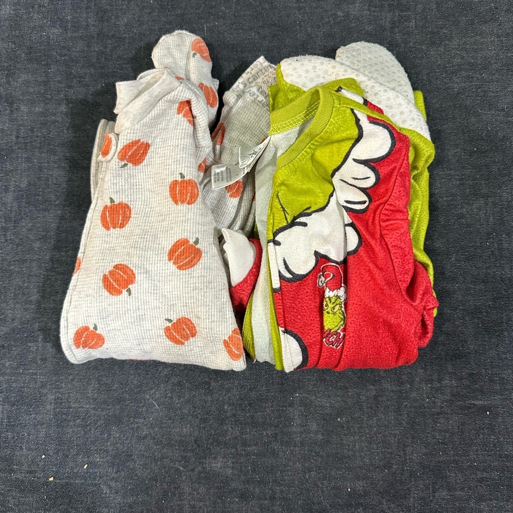 Red Carter Kids Pajamas Sleep Sacks - Orange and Green